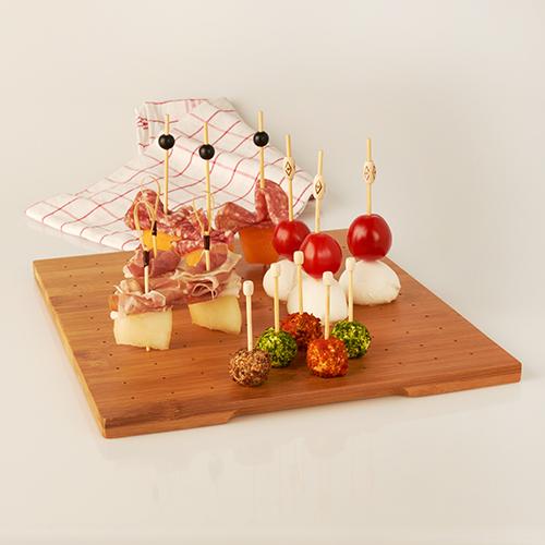 Thumbnail - Papstar, Einweggeschirr, Tray für Fingerfood-Spiesse, 250 x 300 mm aus Bambus, mit 120 Löchern für Fingerfood-Spiesse (1...