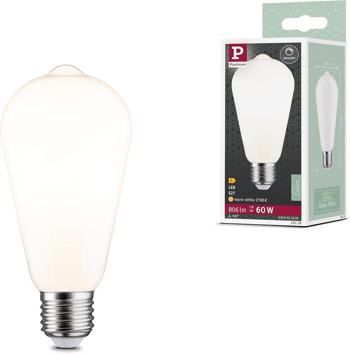Image du produit Paulmann Piston blanc classique ST64 (E27, 806 lm, 1x)
