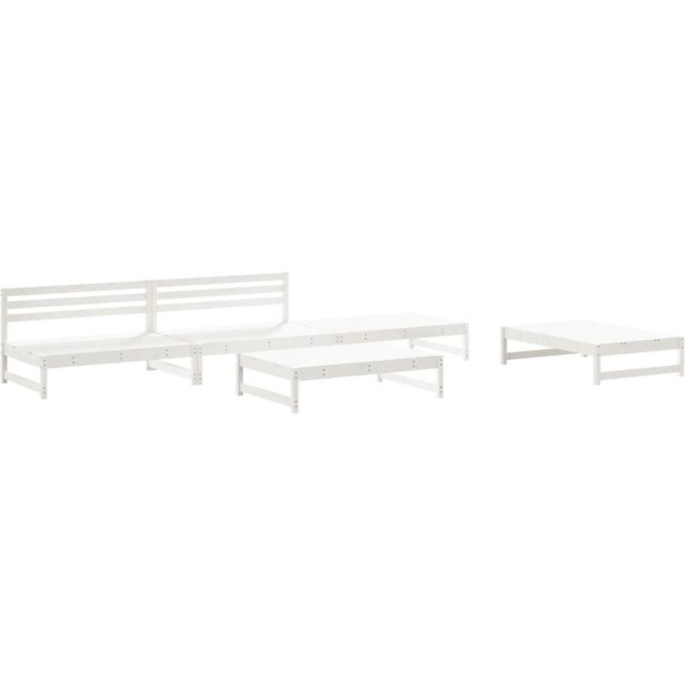 VidaXL, Gartenlounge, 5-tlg. Garten-Lounge-Set Weiss Massivholz Kiefer,Farbe