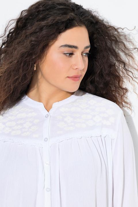 Immagine prodotto Ulla Popken Blusa dal taglio svasato con ricami, scollo a girocollo e maniche lunghe (42, 44)
