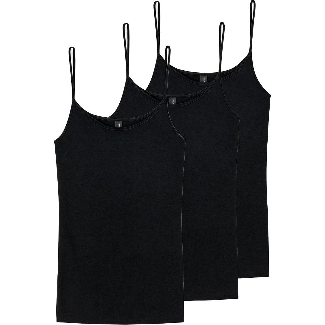 Schiesser, Damen, Shirt, 3er Pack Luxury Spaghetti Top, Schwarz, (44)