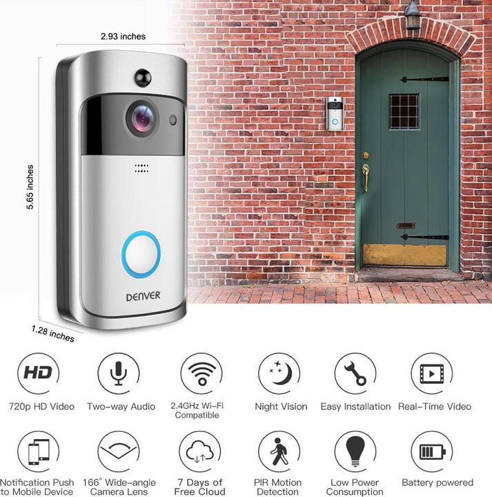 Actual product image Denver Door intercom system VDB-110 incl. interior alarm (Wi-Fi)