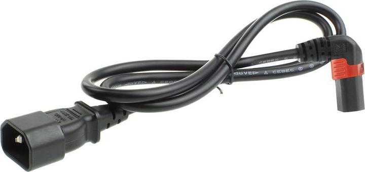 Productafbeelding Iec Lock 230V Stroomkabel C14 naar C13 (schuin omhoog) afsluitbaar, zwart, 1 meter (1 m)
