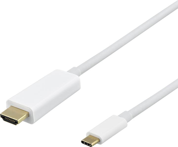 Deltaco USB-C - HDMI kabel 4K UHD, vergulde aansluitingen, 3m, wit (3 m, HDMI, 2.0)