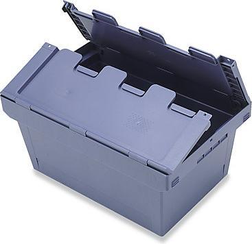 Actual product image kaiserkraft Reusable stacking container with hinged lid