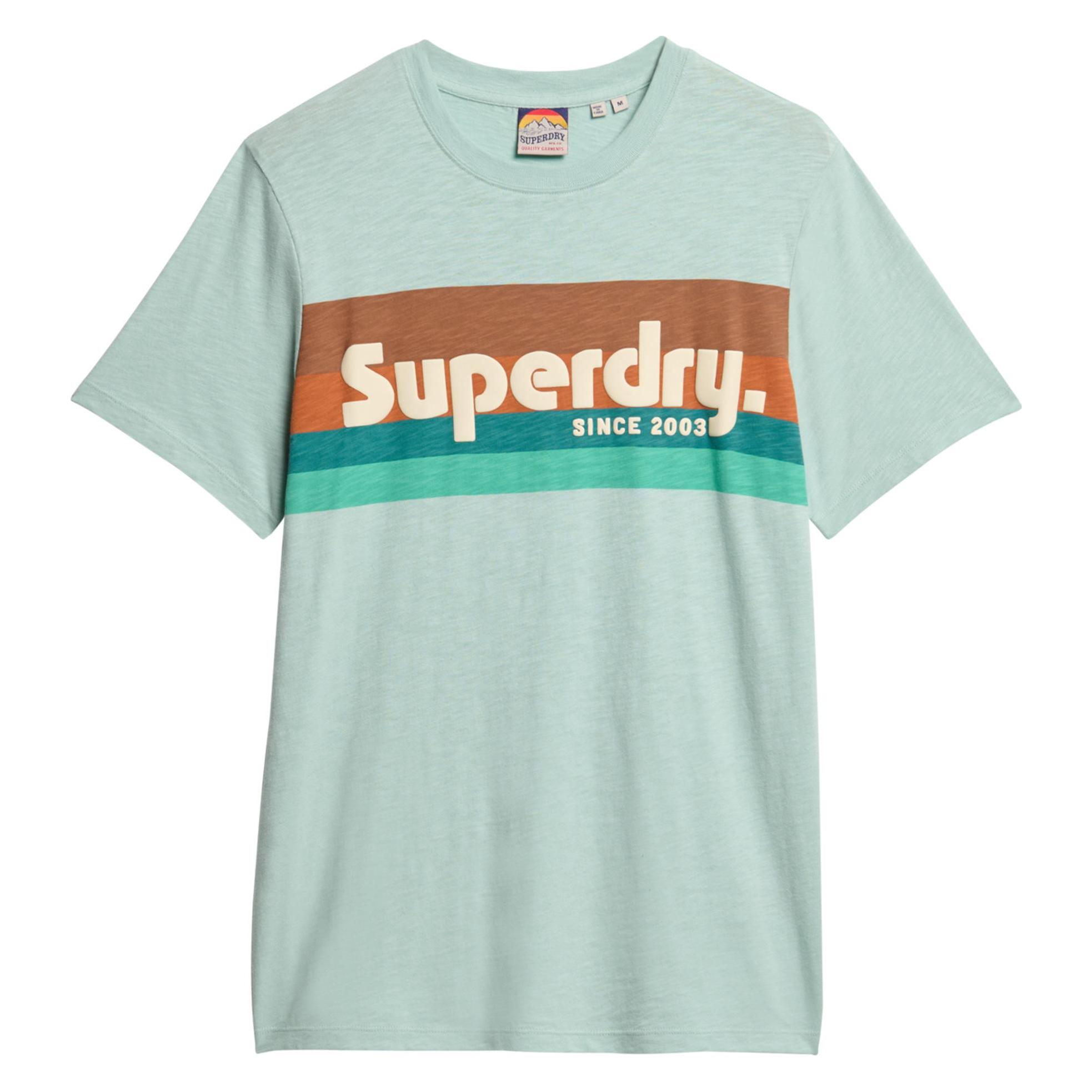 Superdry, Herren, Shirts, Lässiges Terrain T-Shirt Mit Streifen Und Logo, Grau, (3XL)