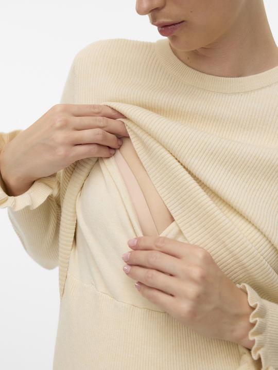 Immagine prodotto Mamalicious Normal geschnitten Rundhals Ärmelbündchen mit Rüschen Strickoberteil Strickpullover