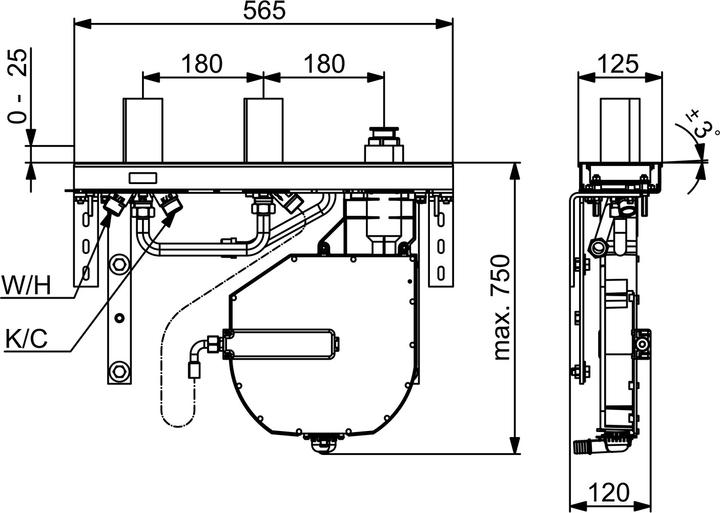 Produktbild Hansa Hansacompact Unterputz Einbaukörper für Wannenarmatur, 3-Loch, 565 mm, 53070300