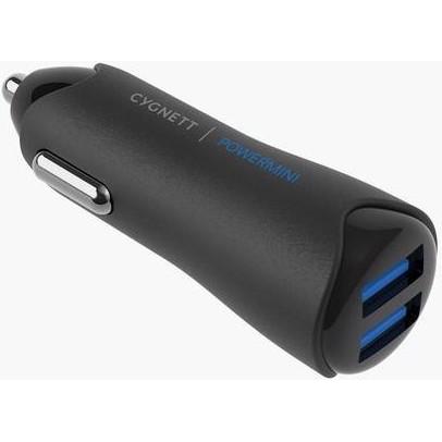 Cygnett PowerMini 4.8A Dual USB car Charger - Black, Auto Adapter, Schwarz