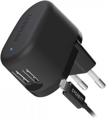 Produktbild Cygnett 3.4A Wall Charger with 1M Lightning Cable (EU) - Black (5 W)