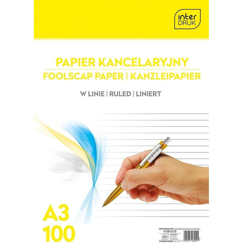 Interdruk, Quaderni + Bloc notes, Carta da ufficio foderata in formato A3 (A3, Righe)