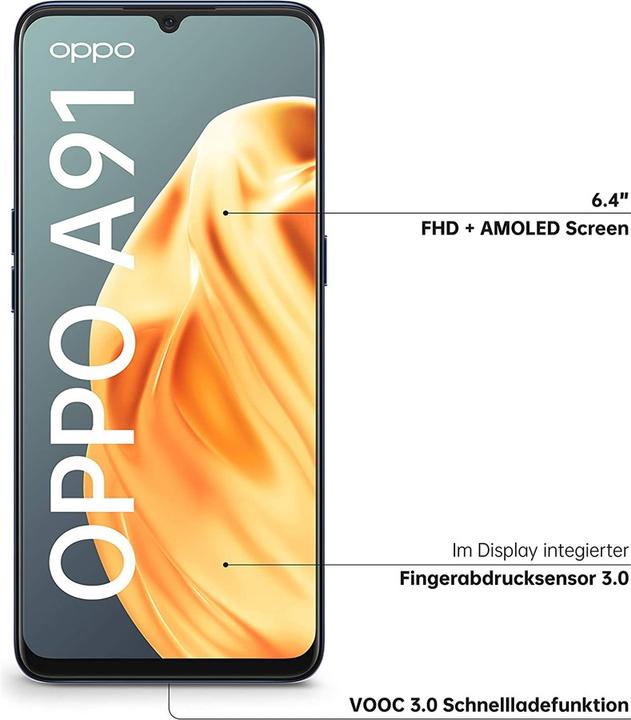 Actual product image OPPO A91 (128 GB, Lightening black, 6.40", Dual SIM + SD, 48 Mpx, 4G)
