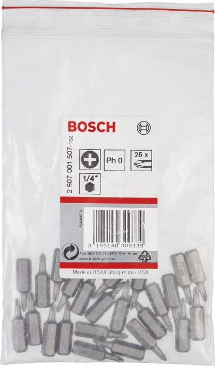 Productafbeelding Bosch Professional Zubehör Cross-recess bit PH 0 Accessor (Cross Phillips PH)