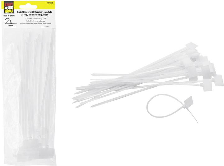 Actual product image Easy Work Cable ties with labelling (Plastic cable ties, 29.50 mm, 6 pcs.)