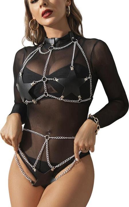 Subblime Ganzkörperharness Mit Sternkettendetail Eine Grösse