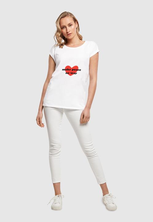 Produktbild Merchcode Ladies Peace - Red Heart White Extended Shoulder Tee - 161435 (XS)