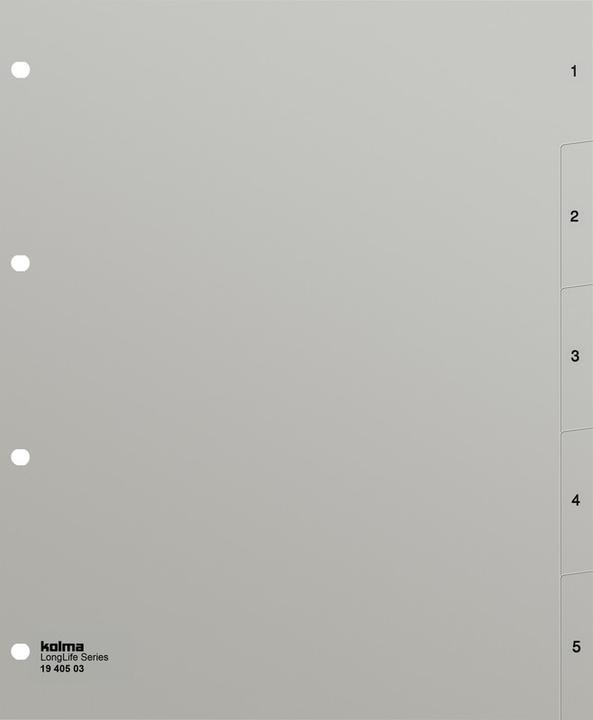 Actual product image Kolma Index A4 XL superstrong 1-5 5-piece grey