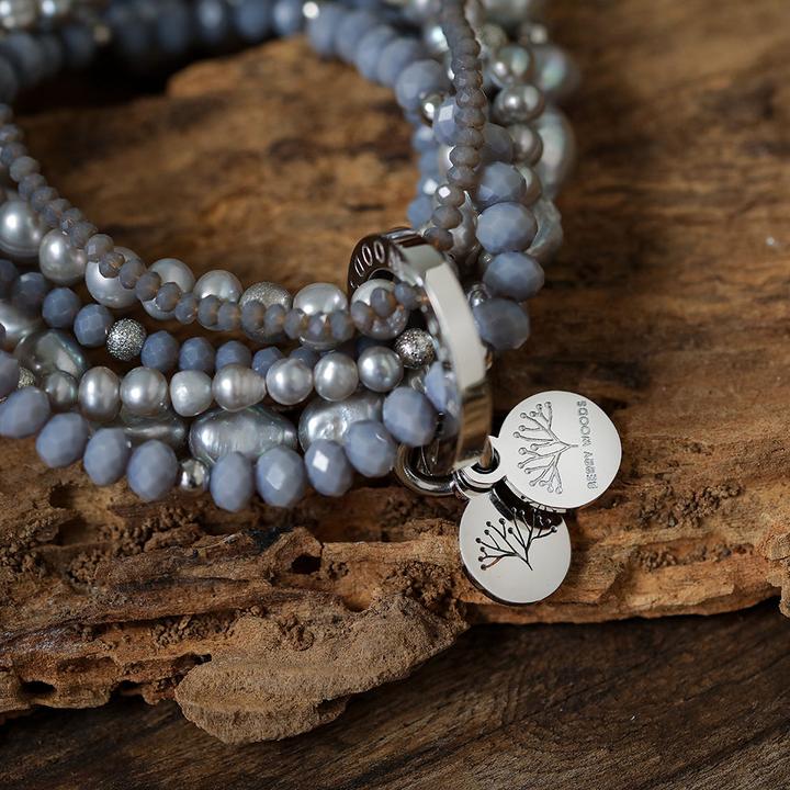 Immagine prodotto Berry Woods Armband mit echten grauen Perlen (8 cm, Acciaio inossidabile, Perle, Vetro)