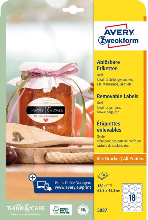 Actual product image Avery Zweckform labels 5087 white