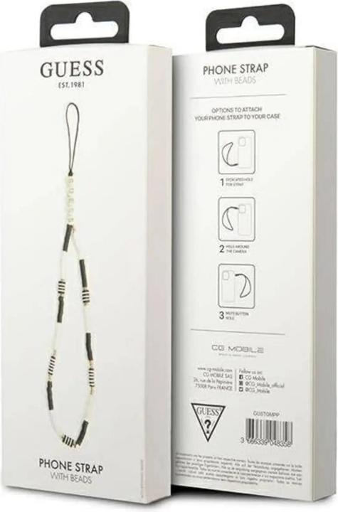 Actual product image Guess Pendant GUSTBCKH Phone Strap black-white