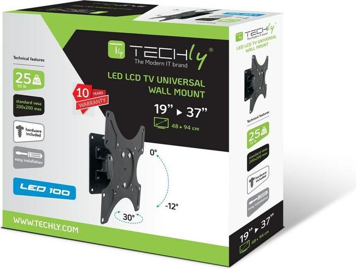 Image du produit Techly Support mural inclinable (Mur, 37", 25 kg)