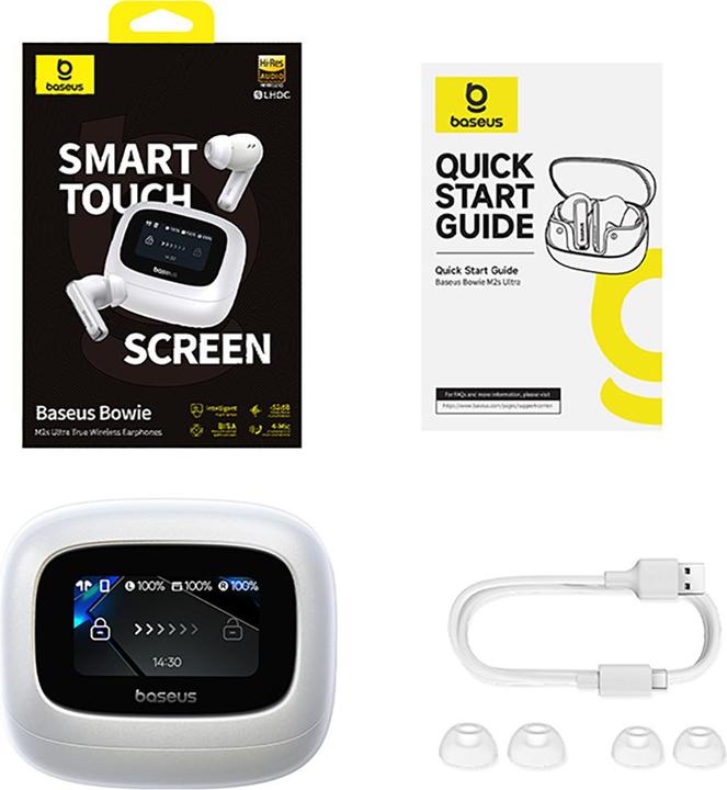 Actual product image Baseus Bowie M2s Ultra Moon White (ANC, 30 h, Wireless)