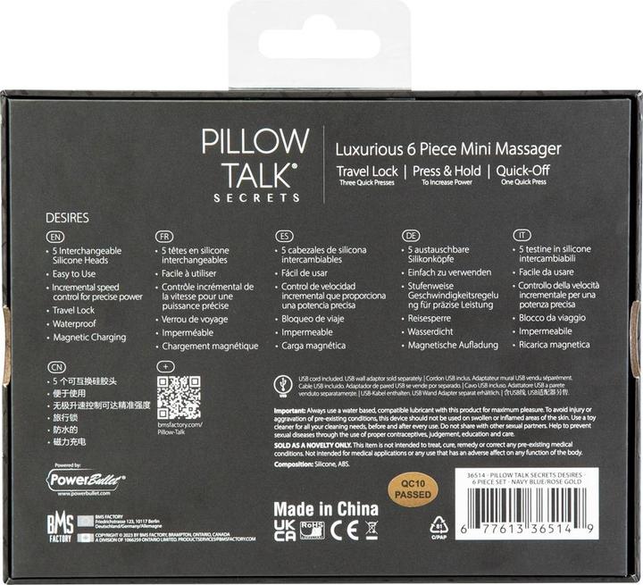 Productafbeelding Pillow Talk Secrets Choices 6-delige Mini Massager Set marineblauw/roze goud