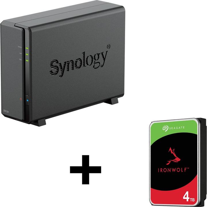 Produktbild Synology DiskStation DS124 1 Einschub NAS-Server Leergehäuse + 1x Seagate Ironwolf SATA 3.5"" HDD 4T (1 x 4 TB, Seagate Ironwolf)