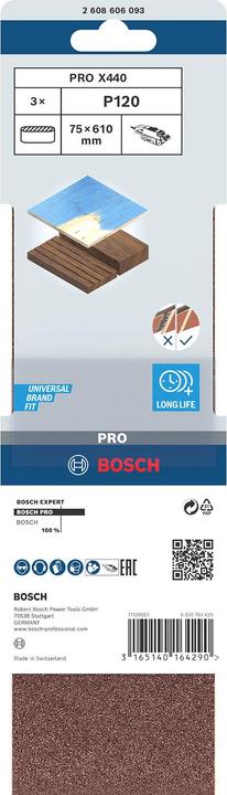 Image du produit Bosch Professional Zubehör PRO X440 Schleifband, 75 x 610 mm, G120 (120)