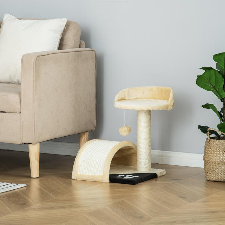 Immagine prodotto PawHut Albero per gatti con peluche (46 cm, Beige)