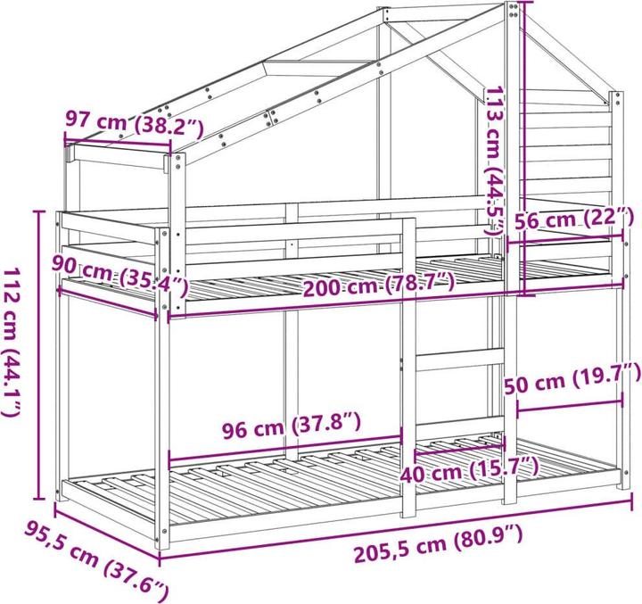 Produktbild vidaXL Etagenbett (90 x 200 cm)