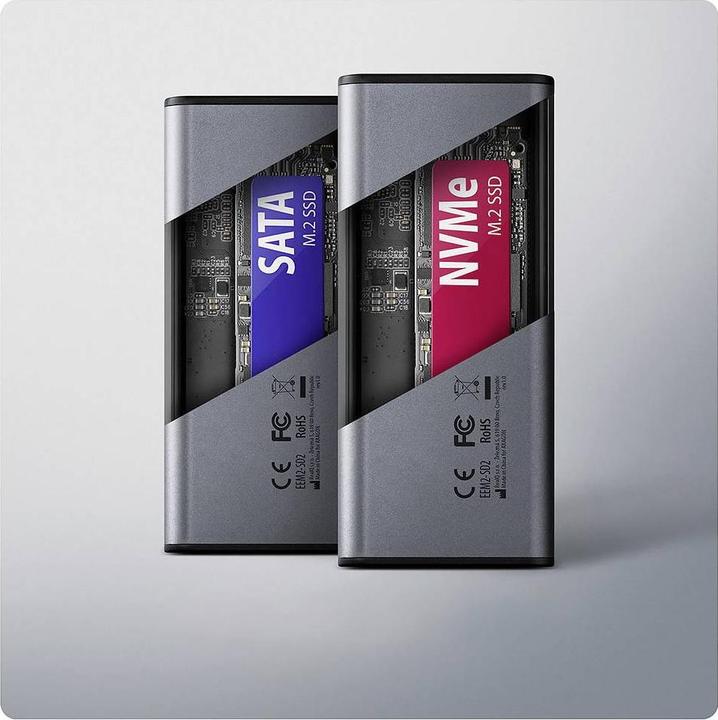 Produktbild Axagon Boitier externe USB-C 3.2 EEM2-SD2 - S-ATA/NVMe M.2 Type 2280 (Noir) (M.2)