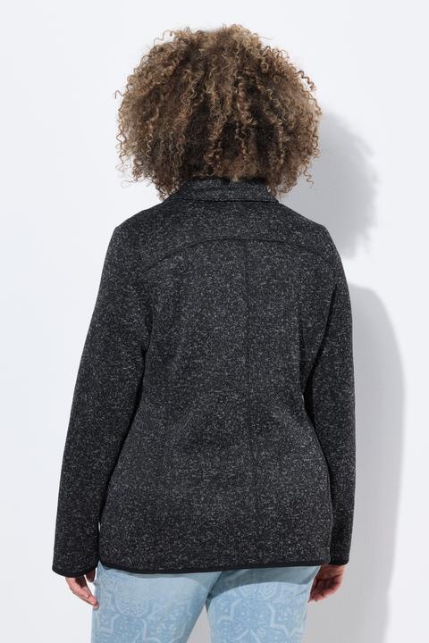 Produktbild Ulla Popken Strickfleece-Jacke, Rauten, Stehkragen, Zipptaschen (56)