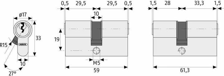 Actual product image Abus Profile double cylinder C 73 N 35/40 mm emergency and danger function on both sides No. of keys 3 (Profile cylinder)
