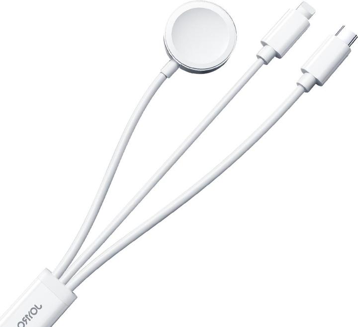 Image du produit Joyroom S-IW008 câble chargeur magnétique 3-en-1 USB-A - Lightning/USB-C 1,2m - blanc (1.20 m, 5 W)