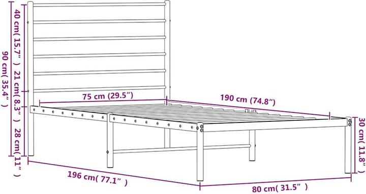Image du produit vidaXL Bettgestell (75 x 190 cm)