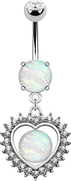 Immagine prodotto Star Piercing Banana in argento con ciondolo a cuore con cristalli e opale (Ottone, Acciaio chirurgico 316L)