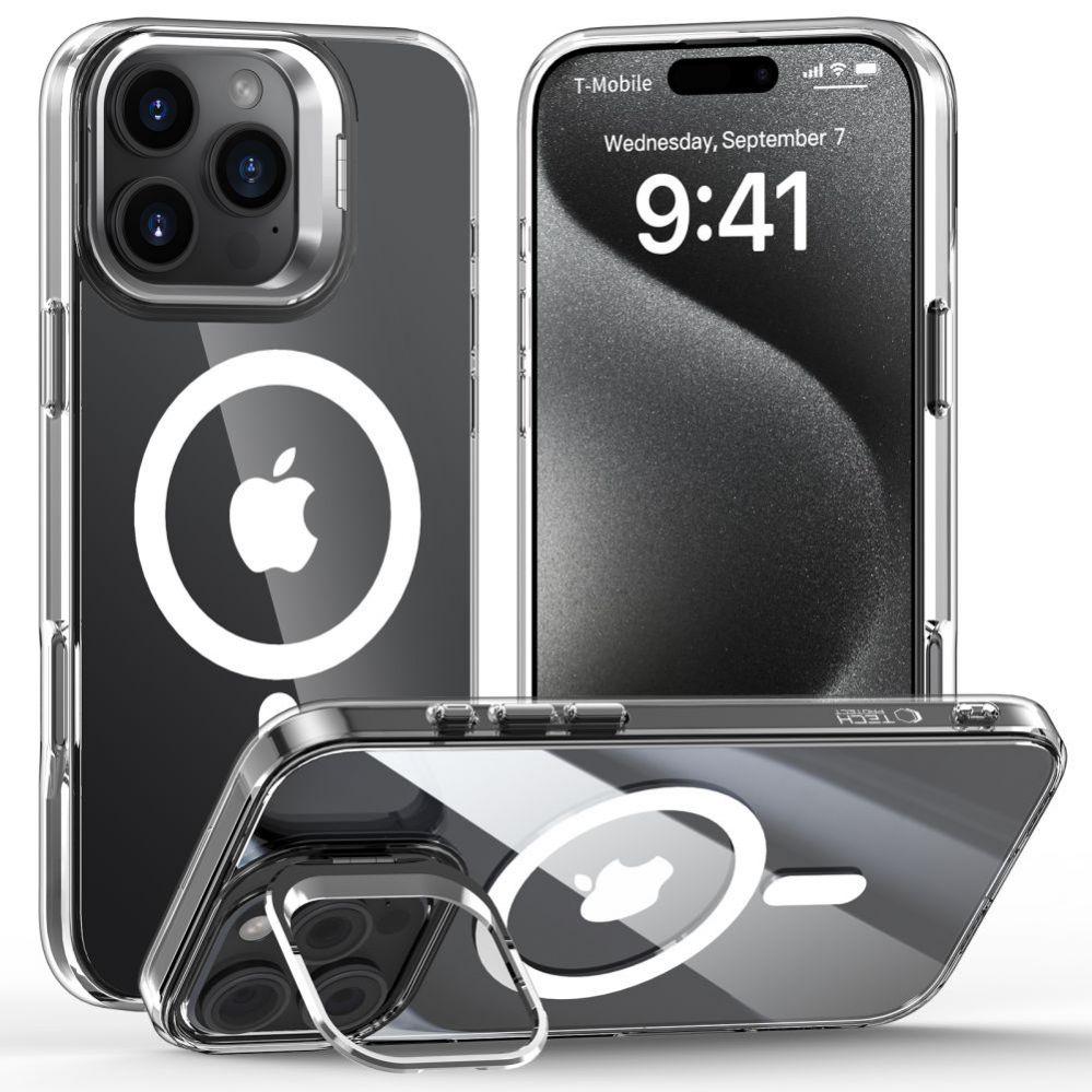 Tech-Protect MagStand MagSafe Case for iPhone 16 Pro - Clear (Apple iPhone 16 Pro), Smartphone Hülle, Transparent