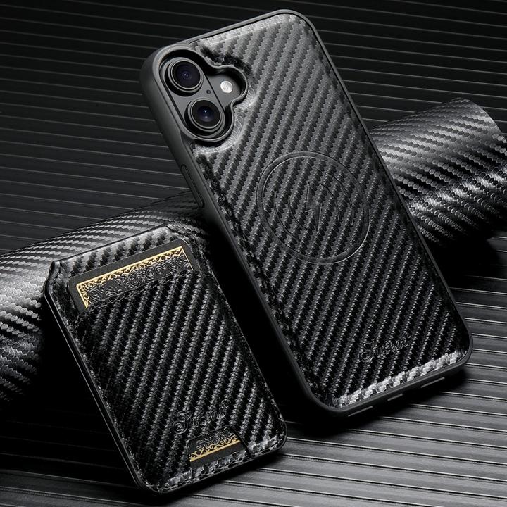 Produktbild Ueli Express Magnetische Carbon Optik Hülle mit abnehmbarem Kartenhalter (Apple iPhone 16)