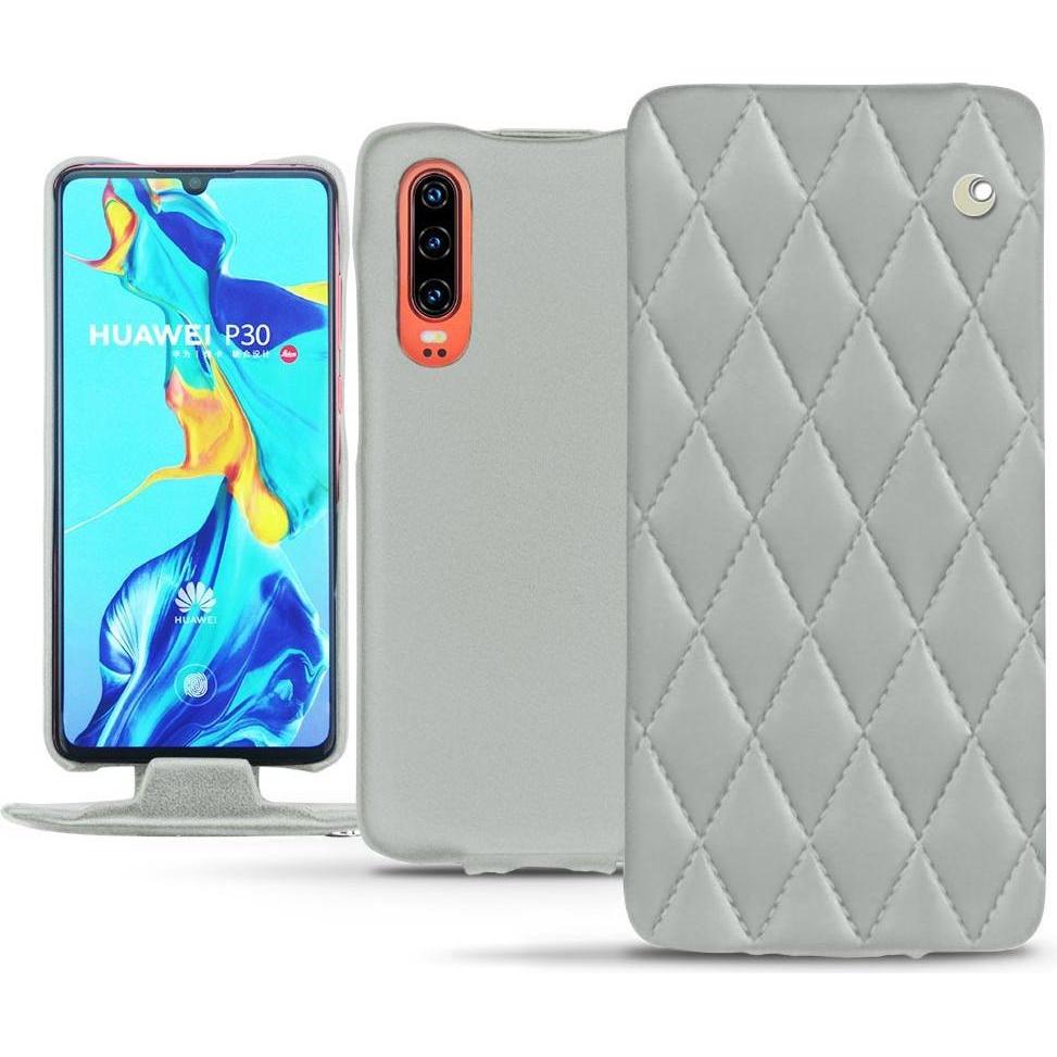Noreve Lederschutzhülle vertikal (Huawei P30), Smartphone Hülle, Grau