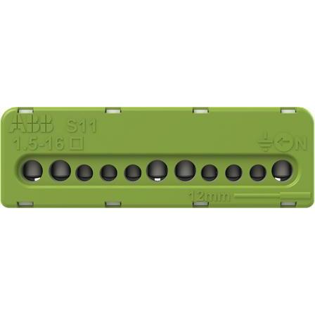 Thumbnail - Entrelec Terminal Block PE 5x16mm sq + 6x6mm sq, Elektronikkabel + Stecker, Grün