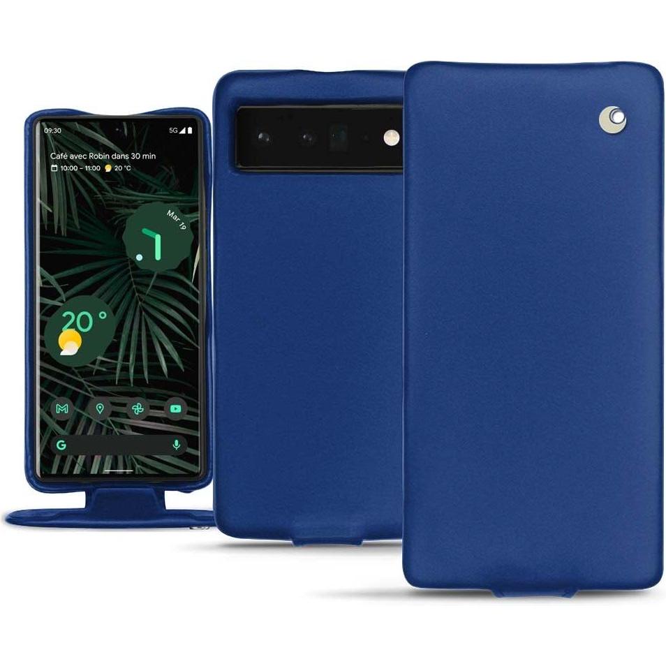 Noreve Lederschutzhülle vertikal (Google Pixel 6 Pro), Smartphone Hülle, Blau