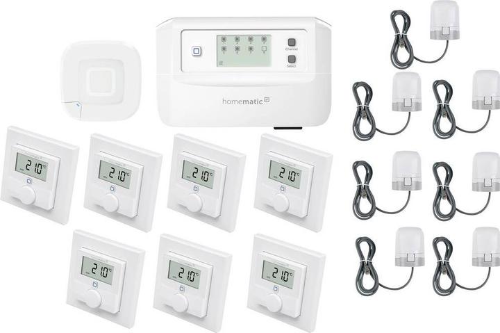 Homematic IP Set bestehend aus Funk Access Point 2 & Fussbodenheizungscontroller & 7x Wandthermostat & 7x