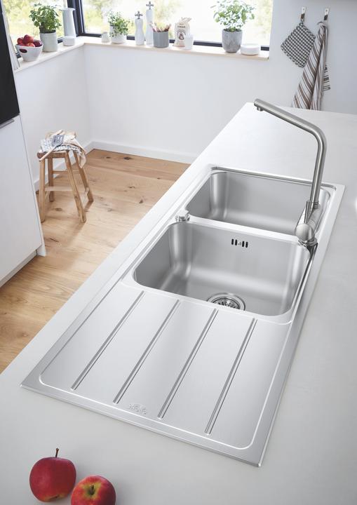 Produktbild Grohe K500 Edelstahlspüle mit Abtropffläche (Aufsatzspülbecken, 50 cm, 116 cm)