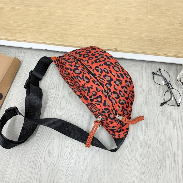 Actual product image Only-Bags.Store Mode Leopard Print Chest Bag, vielseitig Kontrast Farbe Casual Waist Pack, multifunktionale