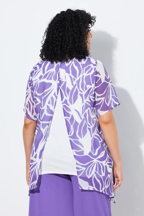Immagine prodotto Ulla Popken Chiffon-Bluse, Rückenschlitz, Rundhals, Halbarm (42)