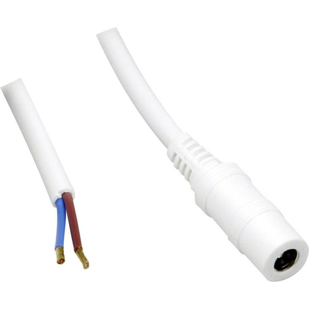 BKL Electronic 075203 Niedervolt-Anschlusskabel Niedervolt-Buchse - offene Kabel, Elektronikkabel + Stecker, Weiss