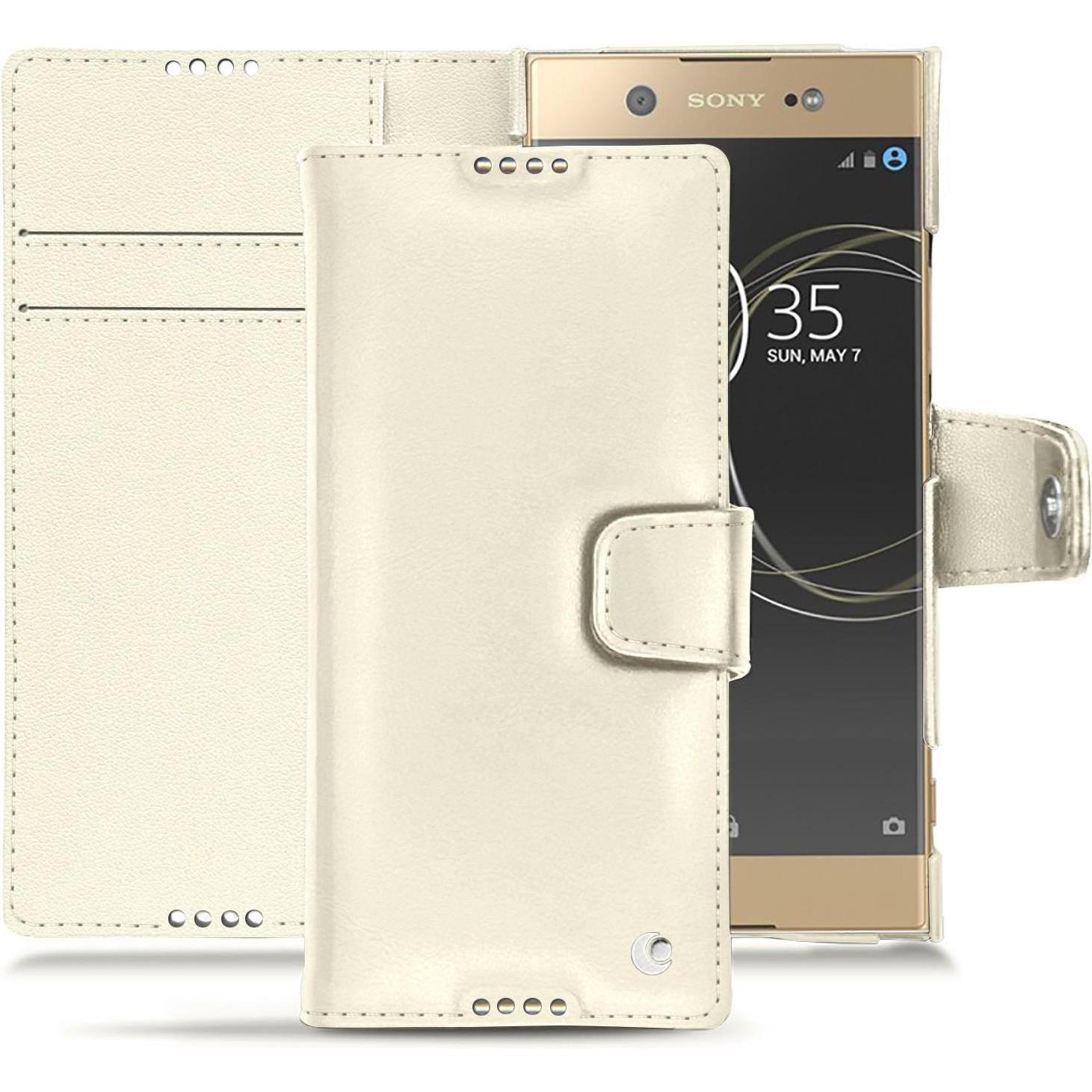 Noreve Lederschutzhülle Wallet (Sony Xperia XA1 Ultra), Smartphone Hülle, Weiss