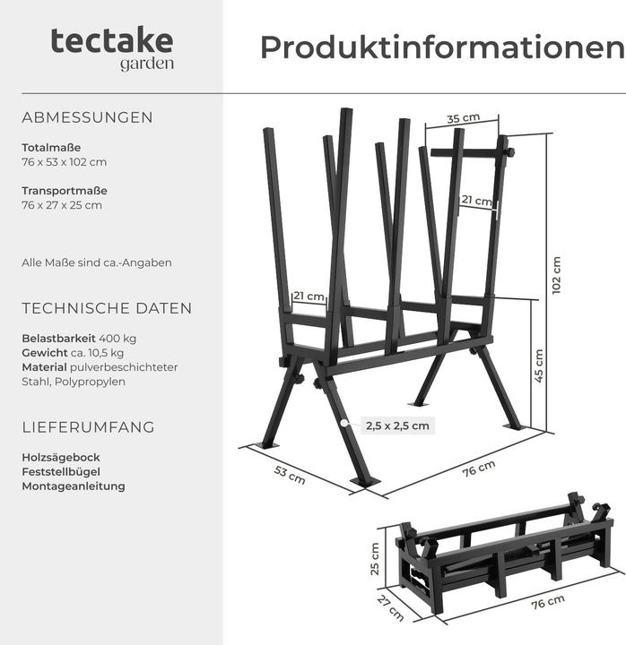 Actual product image tectake Wood sawhorse (53 cm, 76 cm)