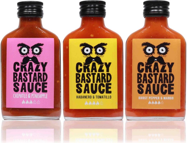 Crazy Bastard Sauce Beliebteste Saucen 3er-Set (3 x 100 ml) - Scharfe Sauce (860 g)